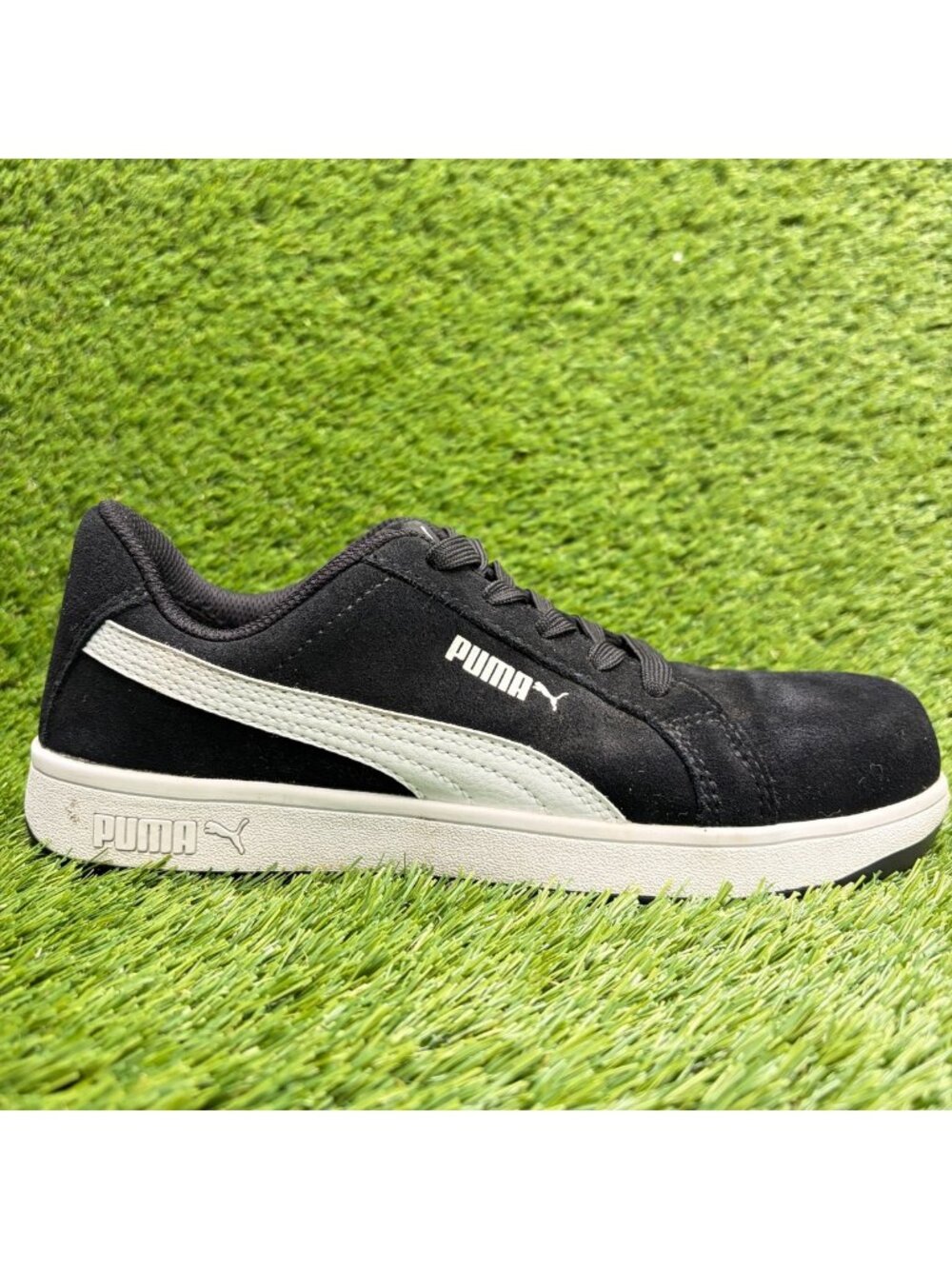 Puma Iconic Suede Low Womens Size 9 Black White Composite Toe Safety Work Shoes